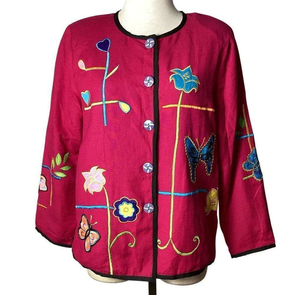 Vintage Y2K Indigo Moon Appliquéd Heart Jacket Women’s M